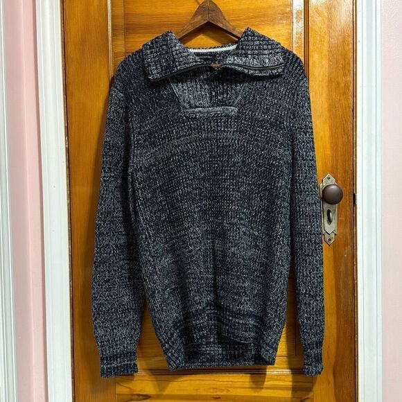 Banana Republic Blue White Knit Quarter Zip Sweater Men’s Large - Picture 1 of 5